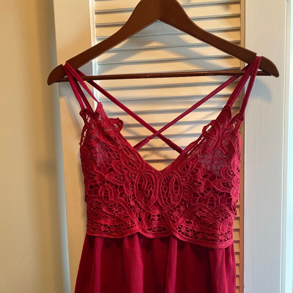 Red lace dressy top